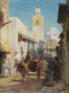 An Oriental Street Scene by Imre Gergely