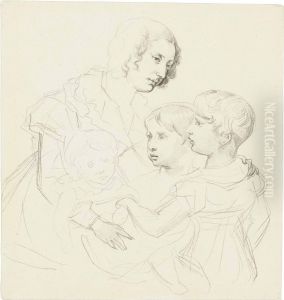 A Young Mother And Her Three Children