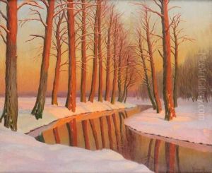Peupliers Sous La Neige by Mikhail Markianovich Germanshev