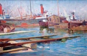 Le Port D'alger. by Alphonse Germain-Thill