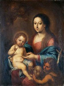 Virgen Con El Nino Y San Juanito by Bernardo German Llorente