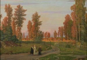 Peasant Women On Country Lane by Michail Markianovic Germasev