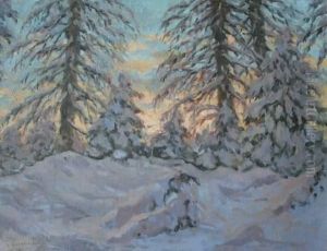 Paysage Enneige by Michail Markianovic Germasev