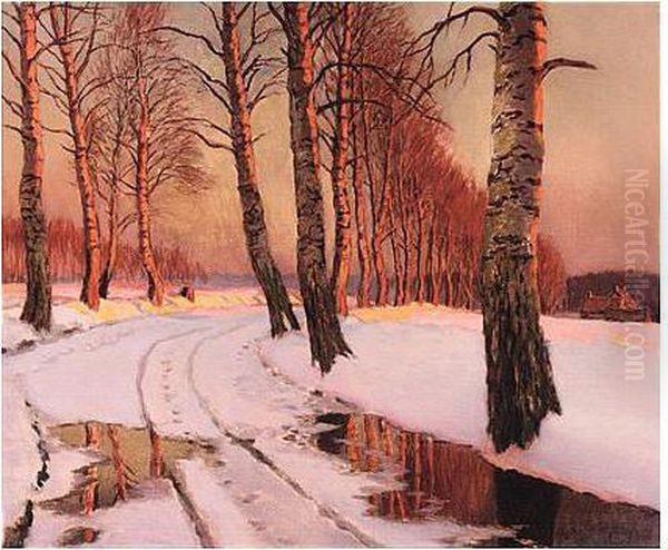 Sunset Over The Birch Trees - view 1