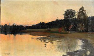 Skymning Vid Stilla Insjo by Arvid Wilhelm Gernandt