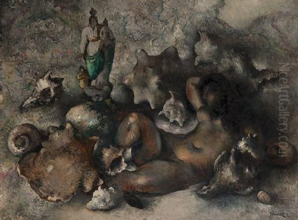 Baigneuse Aux Coquillages - Etude De Paysage - view 1