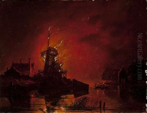 Burning Mill by Hendrik Gerrit ten Cate