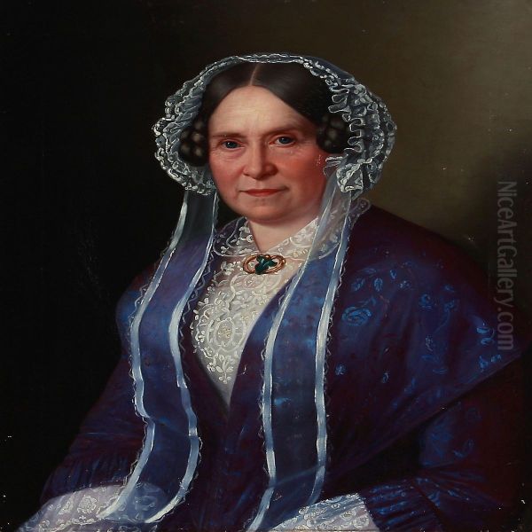 Portrait Of A Lady In A Blue Dress - view 1