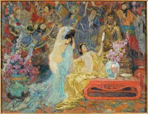 Jeunes Femmes A Leur Toilette Dans Un Interieur Extreme-oriental by Paul Jean Gervais