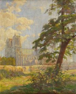 Notre-dame De Paris Vue Du Petit Jardin De Saint Julien Le Pauvre by Henri Gervex