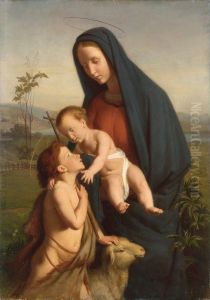 Madonna With Child And Saint John The Baptist by Friedrich Geselschap