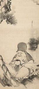 Fukurokuju And Crane by Gessan