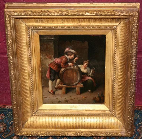 Gentleman Drinking And Talking To A Serving Maid - view 1