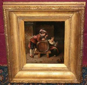 Gentleman Drinking And Talking To A Serving Maid by Franz Gessner