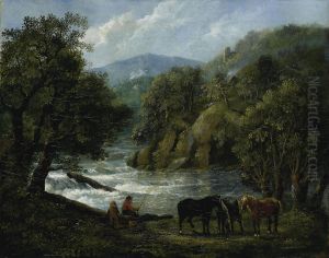 Bewaldetes Flusstal by Johann Conrad Gessner