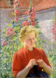 Portrait De Femme Dans Un Jardin Fleuri by Albert Geudens