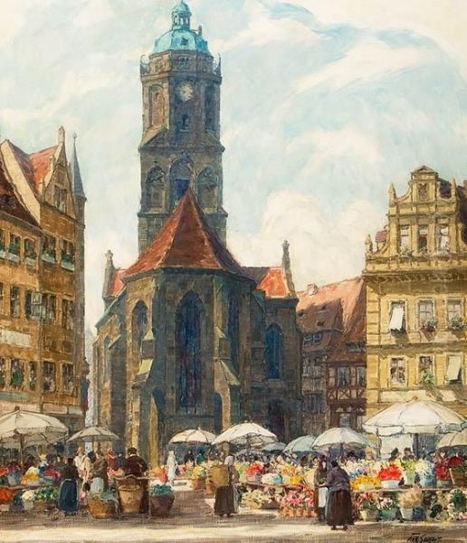 Blumenmarkt Vor Der Frauenkirche In Meisen - view 1