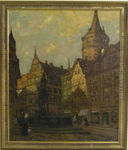 Kitzingen - Marktplatz In Derabendsonne by Fritz Geyer
