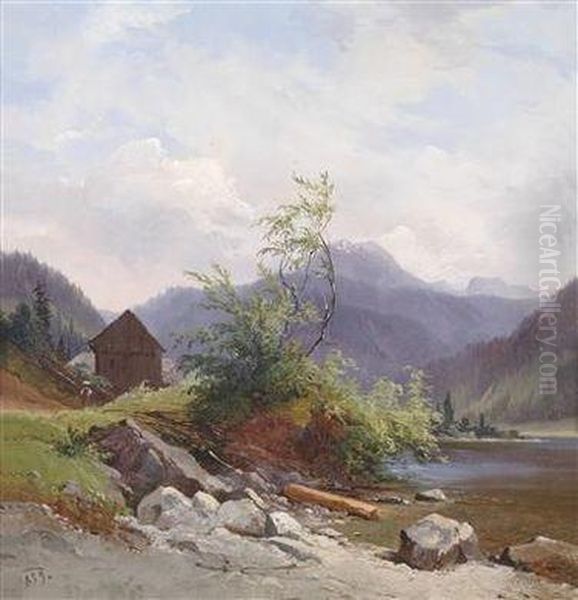 Lpine Scenery With Human And Animal Figures - view 1