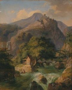 Landschaft Mit Muhle Und Burgruine