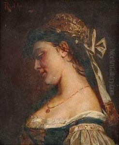 Portrait Einer Jungen Frau In Tracht Mit Haube Und Collier by Rudolf Geyling
