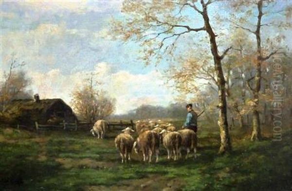 A Shepherd With His Flock - view 1