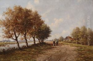 Walkers In Clingendael Park by Adriaan Marinus Geijp