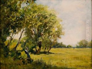 Paesaggio Con Figura by Cesare Gheduzzi