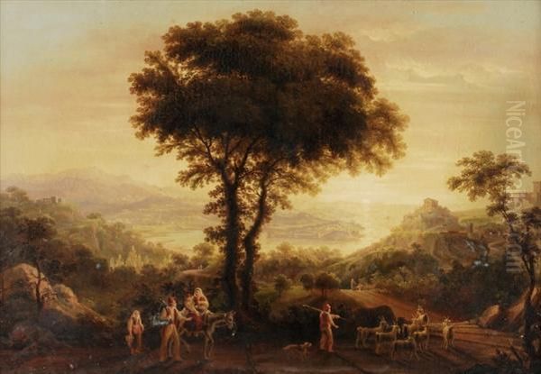 Travellers In Apanoramic Landscape Near The Coast - view 1
