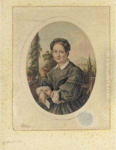 Ritratto Di Gentildonna Sul Balcone Con Firenze Sullo Sfondo, Entro Ovale