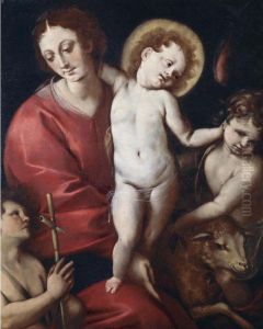 Madonna Col Bambino, San Giovannino Ed Un Angelo by Melchiorre Gherardini Il Ceranino