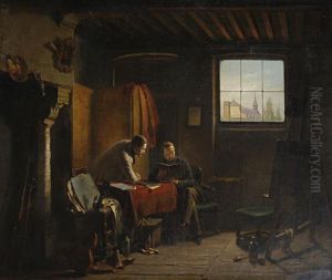 The Artist's Studio by Napoleon Francois Ghesquiere