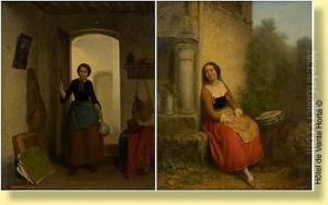 Jeune Fille Au Tambourin by Napoleon Francois Ghesquiere Ghesquiere
