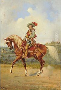 Cavaliere Nel Paesaggio by Celestino Ghione