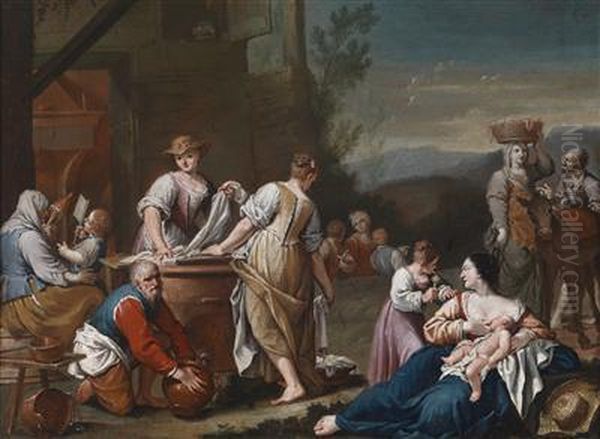 Figures At A Well - view 1