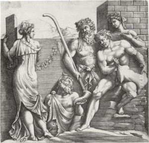 A Bacchanale With Fauns And Bacchantes by Adamo Chigi Ghisi