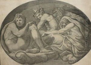 Hercules, Bacchus, Pan, And Another God * Venus by Giorgio Ghisi