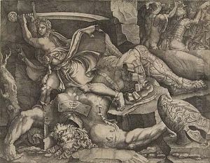 David Cutting Off The Head Of Goliath by Giovanni Battista Ghisi