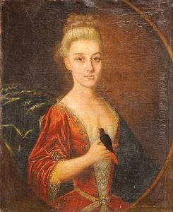 Portrait De Jeune Femme Tenant Une Perruche
