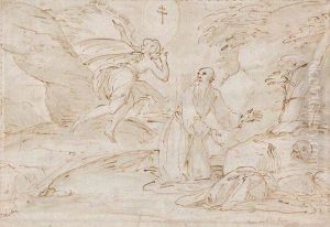 Saint Jerome Dans Le Desert by Pompeo Ghitti