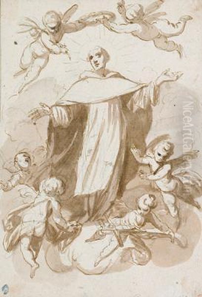 A Saint In The Glory Surrounded By Putti - view 1