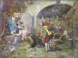 Tavern Interior Scene by E. Giachi