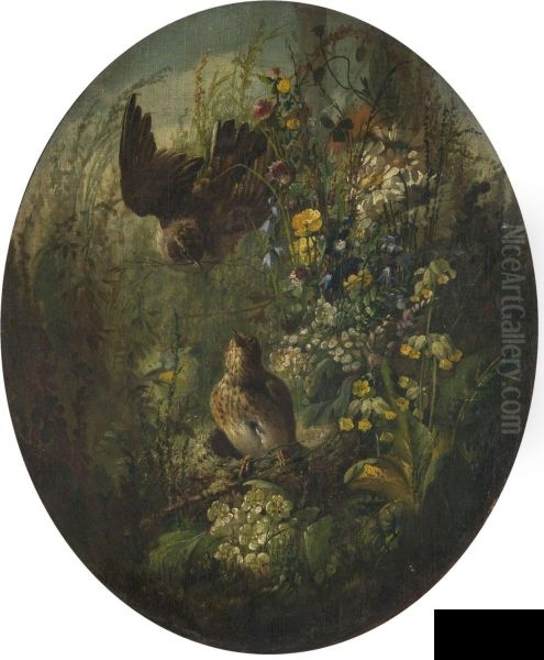 Couple D'oiseaux Dans Un Sous-bois Fleuri - view 1