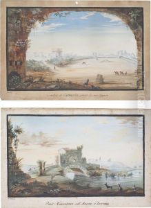 View Of The Ponte Nomentano On The River Aniene by Giuseppe Giampedi