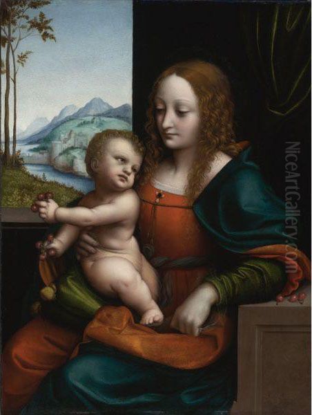 The Virgin And Child By A Window: "madonna Of The Cherries" by Giampietrino