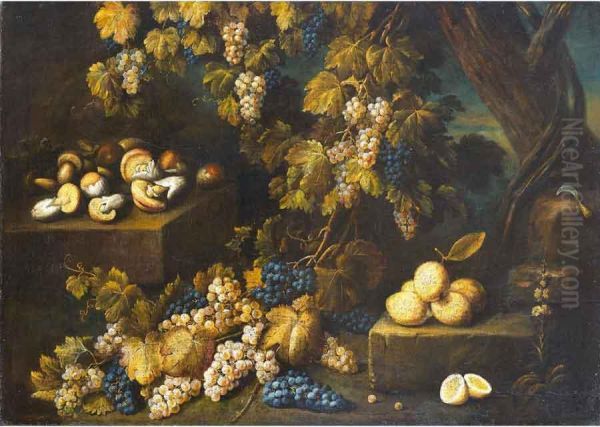 Natura Morta Con Uva, Limoni E Funghi - view 1