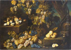 Natura Morta Con Uva, Limoni E Funghi by Antonio Gianlisi The Younger