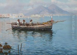 Men In A Boat, Bay Of Naples by Girolamo Gianni