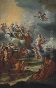 Venus Appealing To Jupiter, Juno And Apollo by Corrado Giaquinto