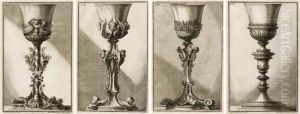 Quattro Incisioni Raffiguranti Progetti Per Calici Da Chiesa by Giovanni Giardini